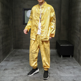 2021 Spring and Summer New Men's Embroidered Hanfu Chinese Style Buckle Tang Suit Retro Loose Men's Suit Wholesale