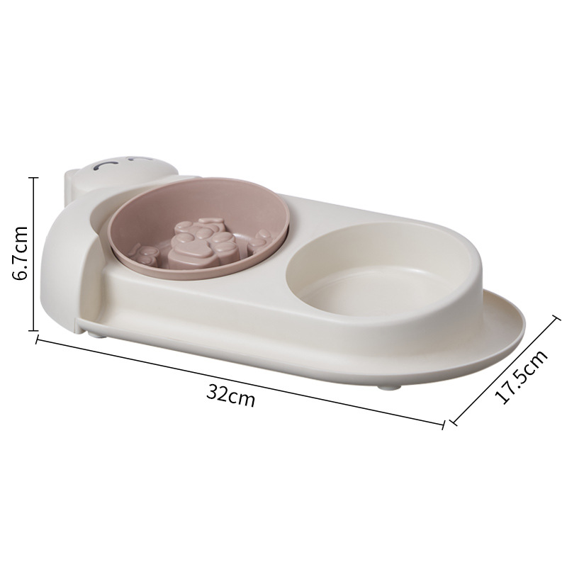 Nuevo cuenco para mascotas, doble cuenco de acero inoxidable para perros, cuenco para gatos anti-volcado, cuenco de comida lenta, cuenco para gatos con cuello de 15 ° para perros al por mayor