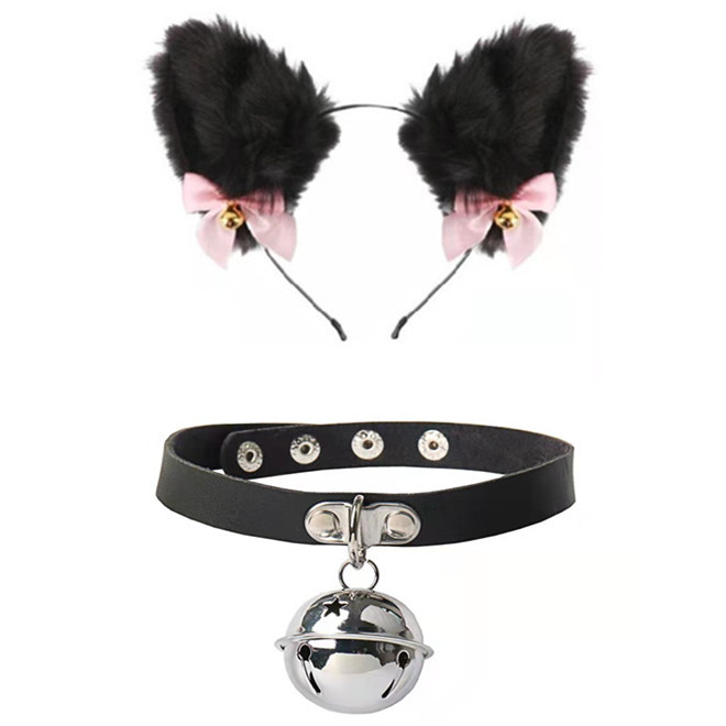Set cerchietto orecchie di gatto e girocollo per ragazza_voghion.com