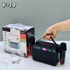 新クロスボーダーY-19家庭屋外ブルートゥースカラーライトスピーカー無線ダブルマイクマイク音響k歌一体機
