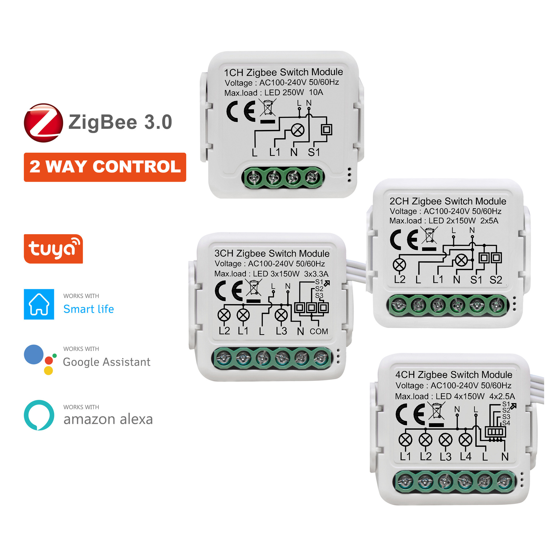 ZigBee零火通断器模块远程控制智能家居断路APP远程语音暗藏开关