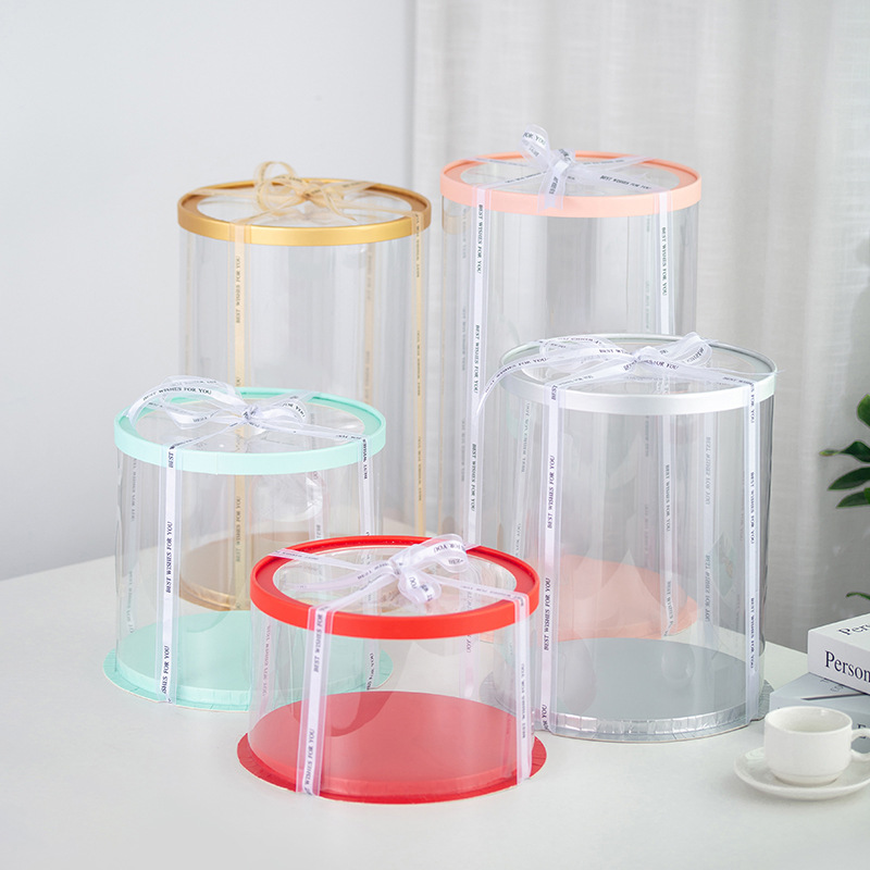 圆形网红透明蛋糕盒子4寸6寸8寸10寸12寸双层加高包装蛋糕盒批发