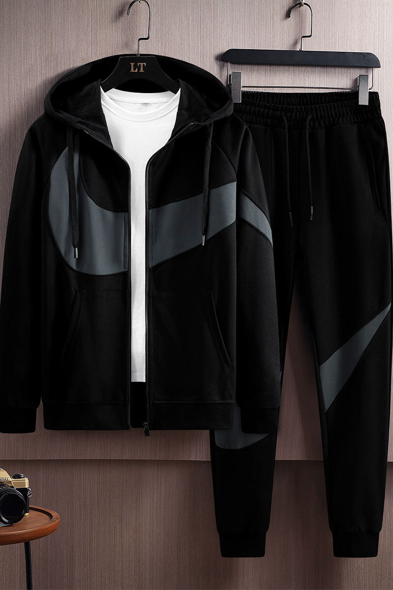 Transfronterizos otoño y invierno más terciopelo, camiseta deportiva casual masculina con sudadera con capuzas más terciopelo, moda y guapo