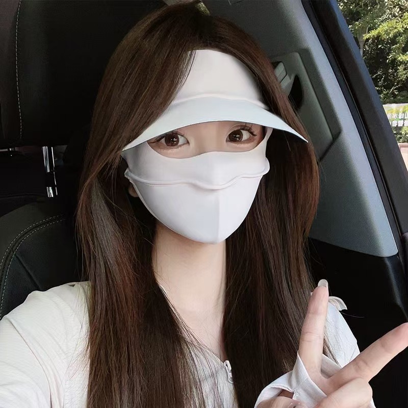 Ciclismo máscara solar para mujeres verano cubre todo el rostro protector anti-UV chaqueta máscara de hielo máscara de sombreador solar velo transpirable