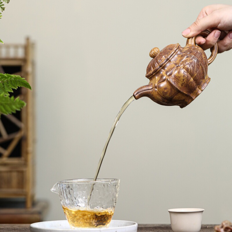 筋纹掇只 宜兴紫砂壶原矿段泥高温柴烧匠心手制精美紫砂茶壶茶具|undefined