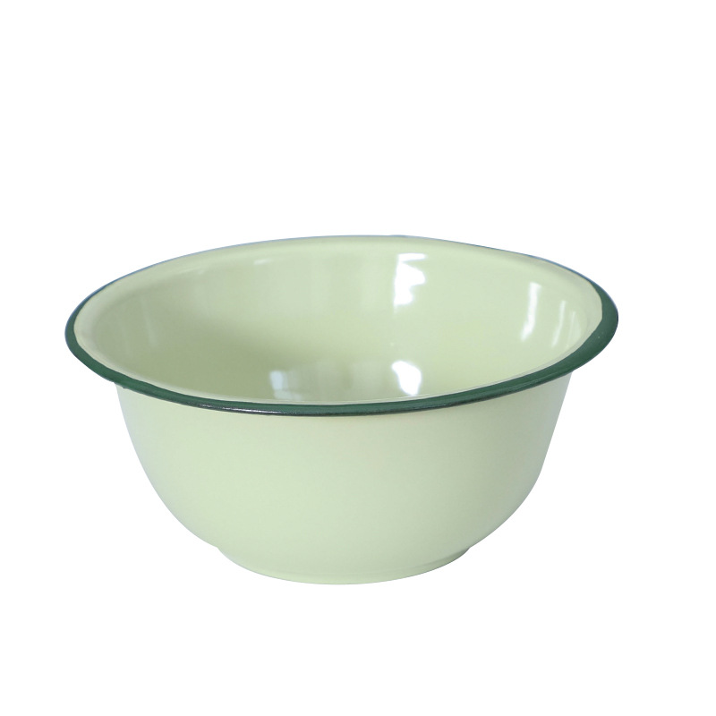 Factory wholesale nostalgic enamel rice bowl multi-specification increase deepening enamel green bowl old-fashioned enamel bowl