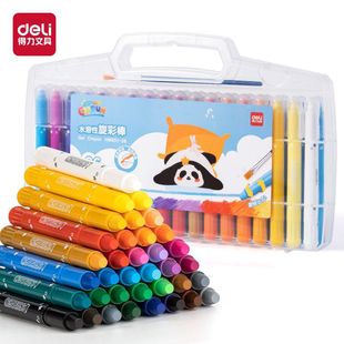 Deli Hm851Pp Boxed Cute Bear Travel Water-Soluble Rotating Color Stick Rotating Oil Pastel Easy to Wash and Wipe