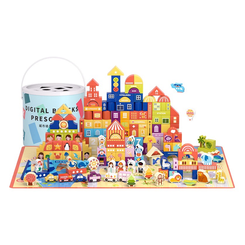 Bloques de construcción para niños ensamblando rompecabezas de Madera Juguetes de desarrollo de inteligencia 2-4 niñas niños 1-3-6 educación temprana