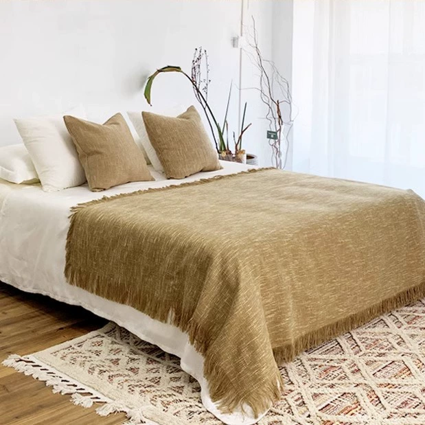 Однотонное мешковинное полотенце в стиле дзен для B&B/гостиницы, однотонный флаг для кровати, простое постельное покрывало для мини-гостиницы, американское постельное покрывало, J-полотенце