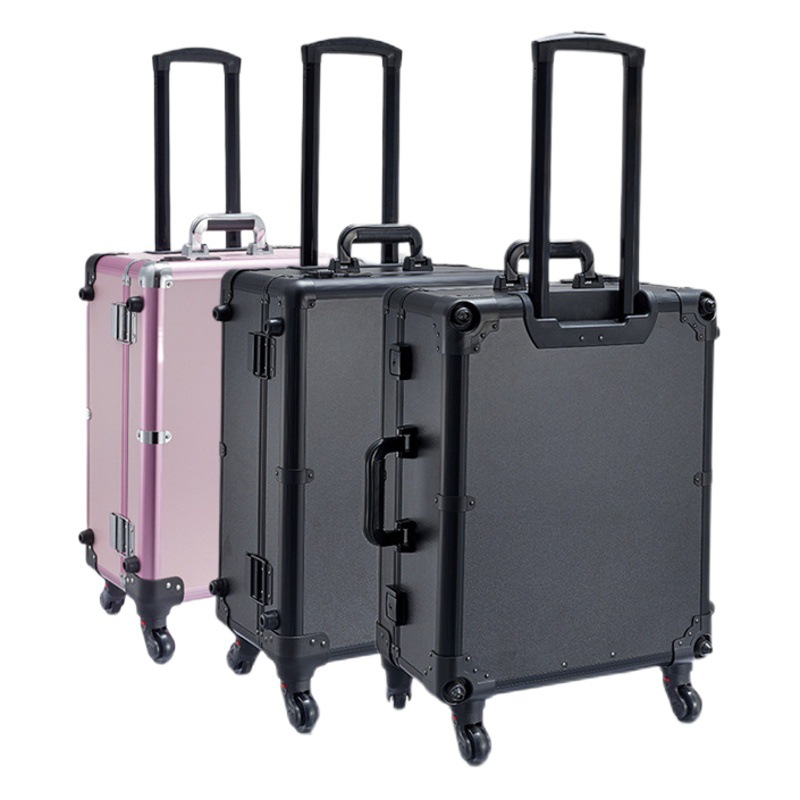 Maletín de Maquillaje Profesional con Rodantes y Luces 22 Pulgadas de Metal Con Ruedas Universales para Maquilladores Profesionales