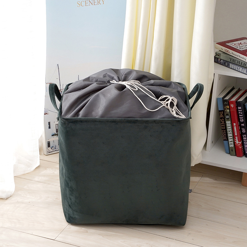 大容量手提收纳筐绒布束口家用杂物脏衣物收纳筐现代简约居家整理