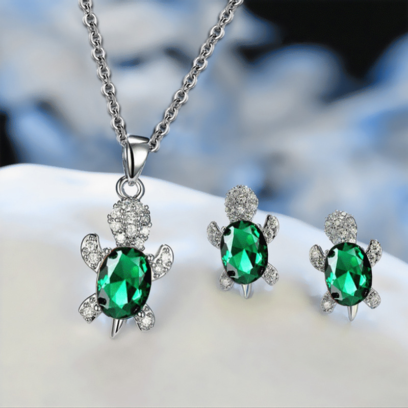 Yunjin europeo y americano Venta caliente moda nicho diseño tortuga pendientes collar traje animal femenino serie joyería al por mayor