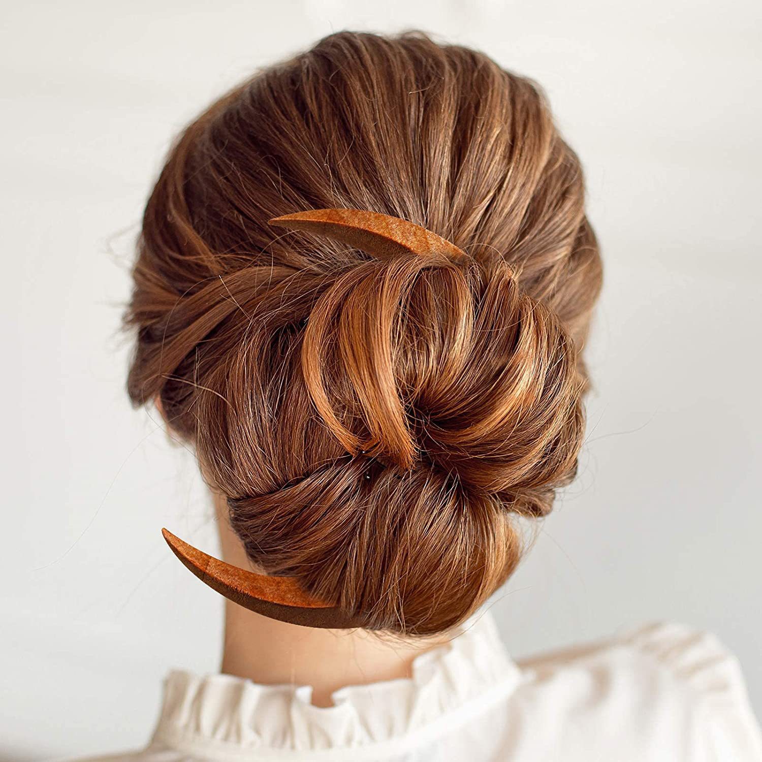 moon hair fork 木质月亮发簪