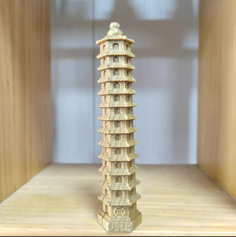 緑白檀 7 層 9 層 13 層文昌塔装飾品無垢材彫刻ホーム学生デスクオフィス装飾|undefined
