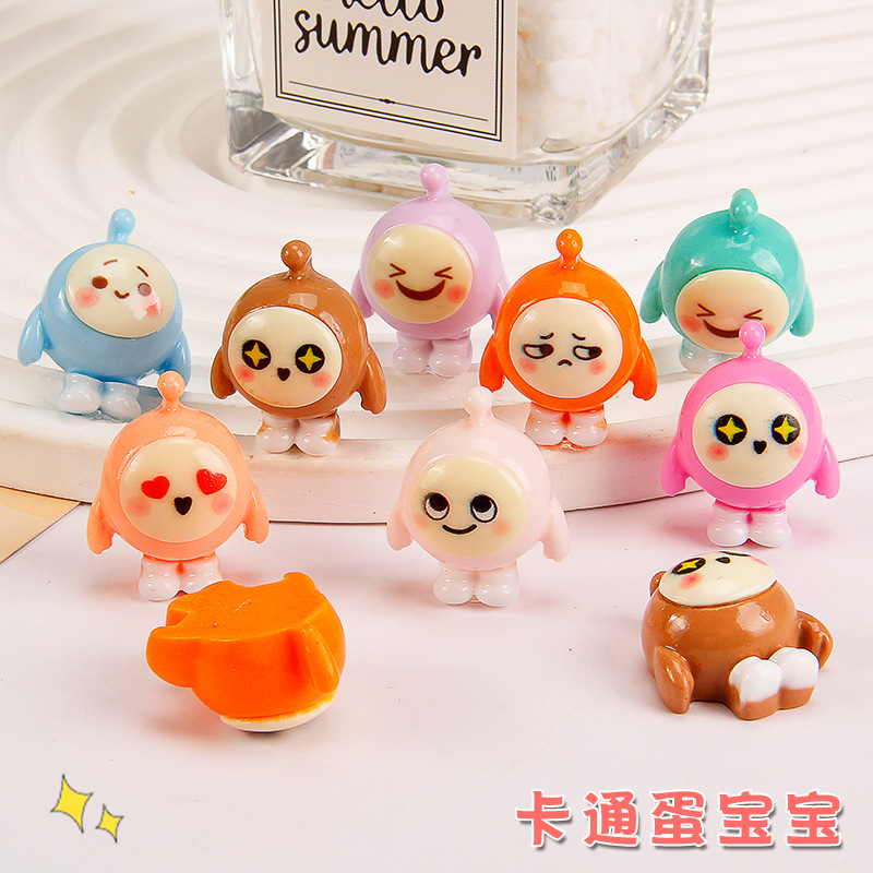 Nuevo huevo de dibujos animados fiesta DIY accesorios de la joyería de resina parche miniatura de dibujos animados crema pegamento material de resina al por mayor