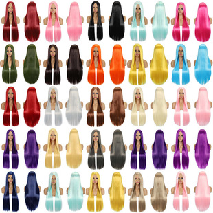 Foreign Trade Wig Anime Cosplay Wig 80cm Medium Parted Long Straight Hair Ancient Costume Daily Cos Headgear with Fake Hair