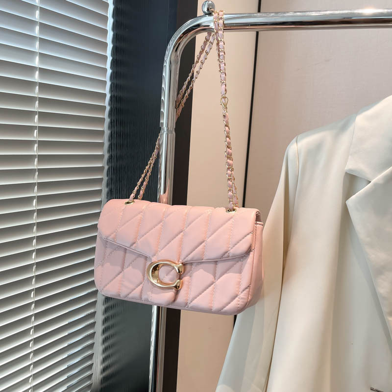2025新型cボタン女性酒神包ファッション質感菱格刺繍糸潮流チェーンシングル肩斜め掛けハンドバッグ|undefined