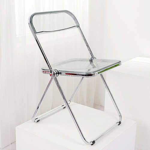 Internet celebrity crystal folding chair, acrylic fashion transparent dining chair back stool ins clothing store photo makeup chair