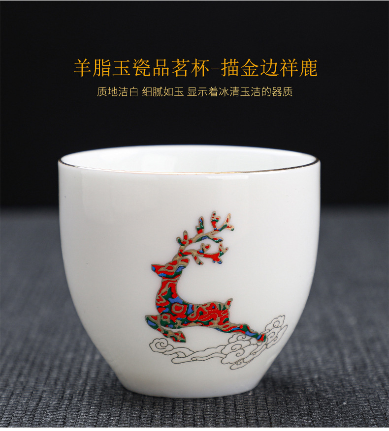 陶瓷品茗杯羊脂玉茶杯手绘个人杯功夫茶具主人杯白瓷单杯茶盏批发详情14