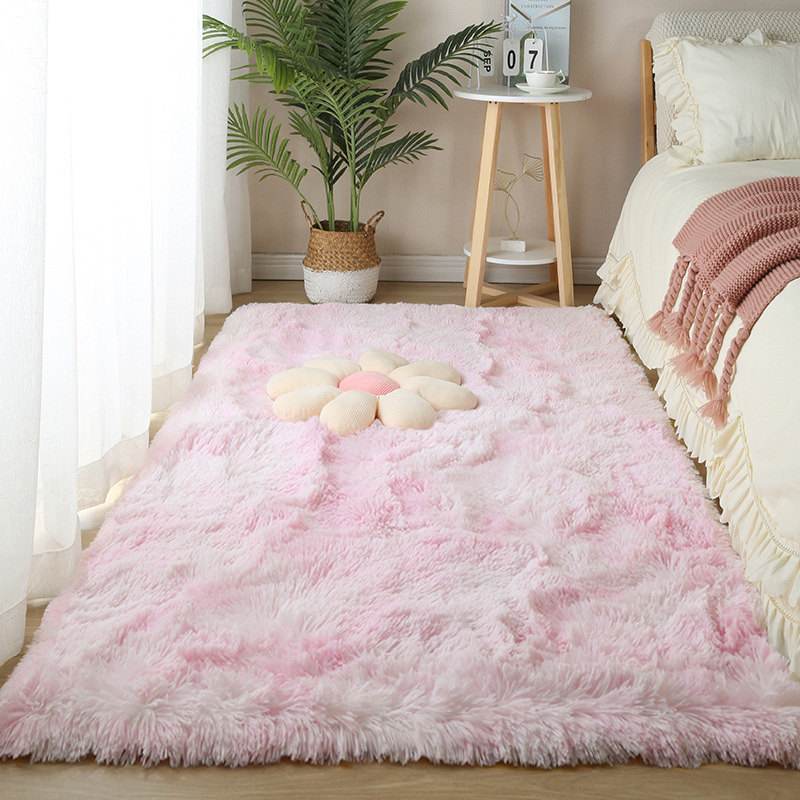 Alfombra mullida para dormitorio – tapete largo junto a la cama o sala, felpa suave, estilo acogedor