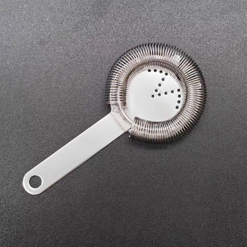 New Style Bartending Tool with Spring-Loaded Ice Filter, Bar Cocktail Ice Separator, 304 Stainless Steel Ice Filter