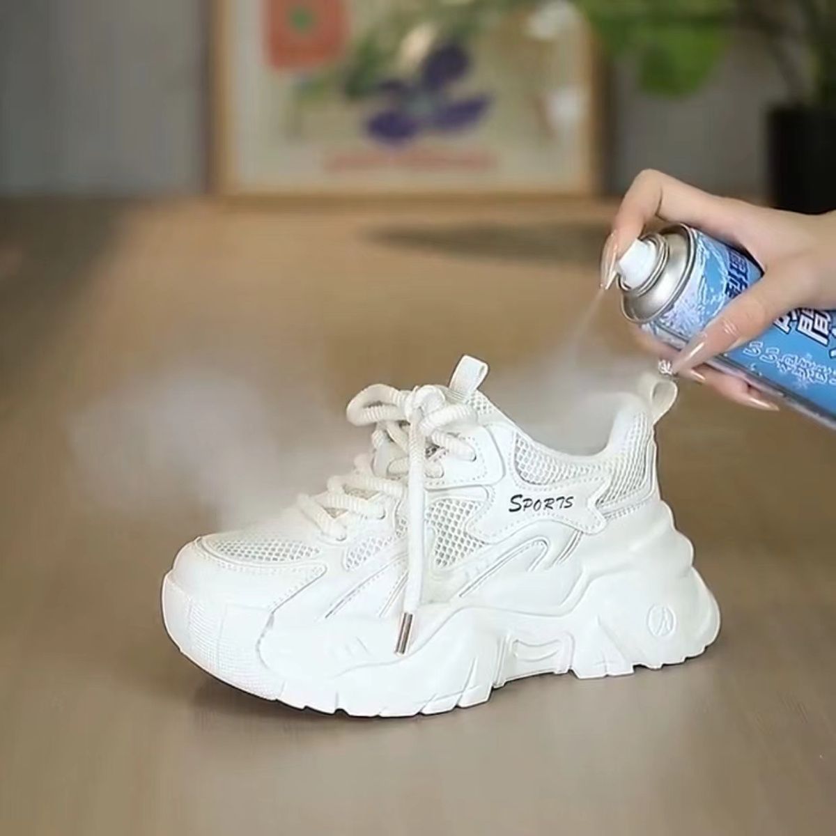 PLOVER zapatos para mujeres 2024 verano nuevo pequeño aumento de suela gruesa malla transpirable suave zapatos deportivos casuales