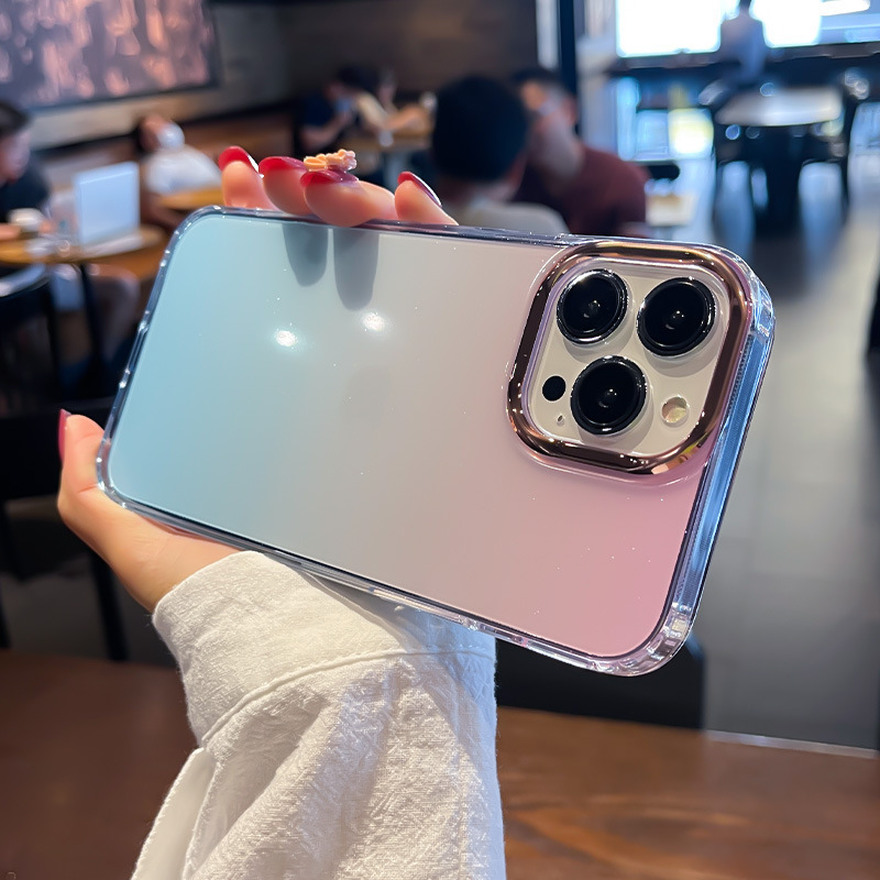 Iphone16携帯ケースフラッシュグラデーションTPUソフトエッジアップル15メッキpcレンズリングi13保護カバーを適用|undefined