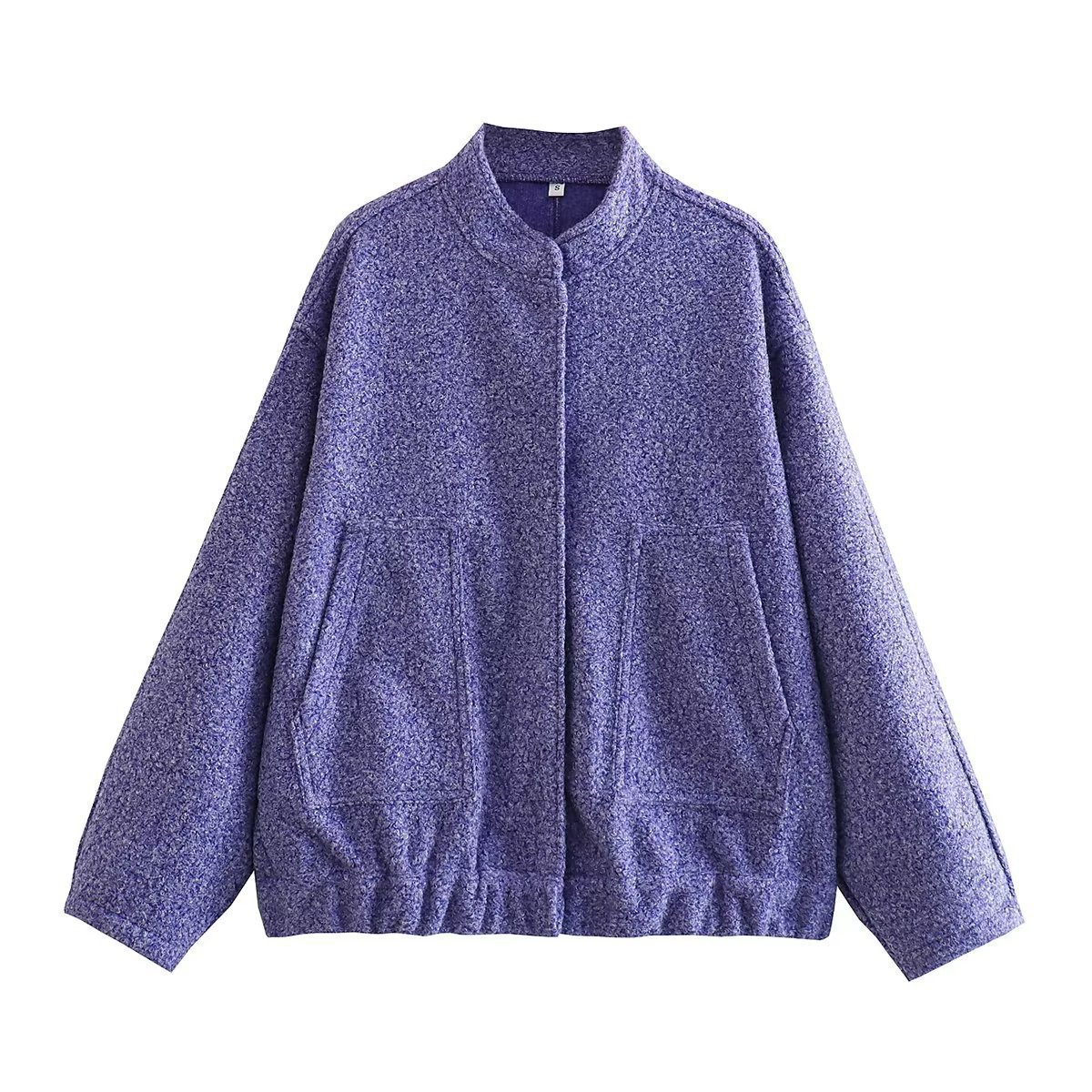 Women's Clothing autumn and winter new women's casual versatile multi color loose woolen coat concealed button stand collar jacket_voghion.com