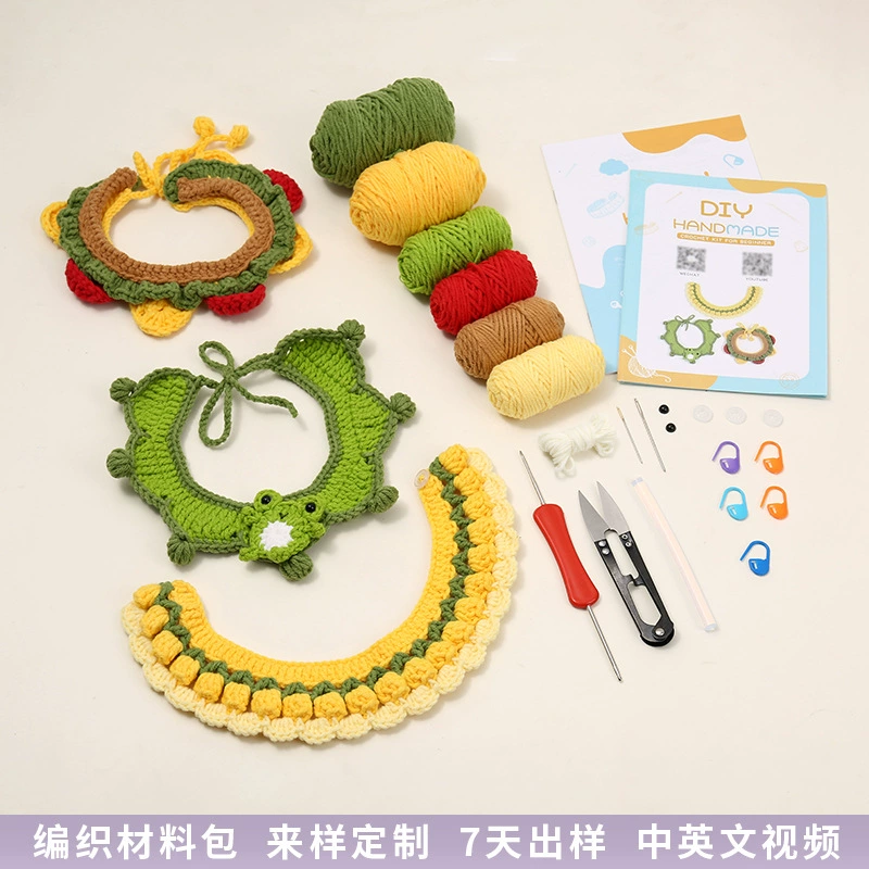 Симпатичная лягушка тюльпан кошачий шарф ожерелье DIY ручной тканый материал пакет регулируемый собачий рот полотенце