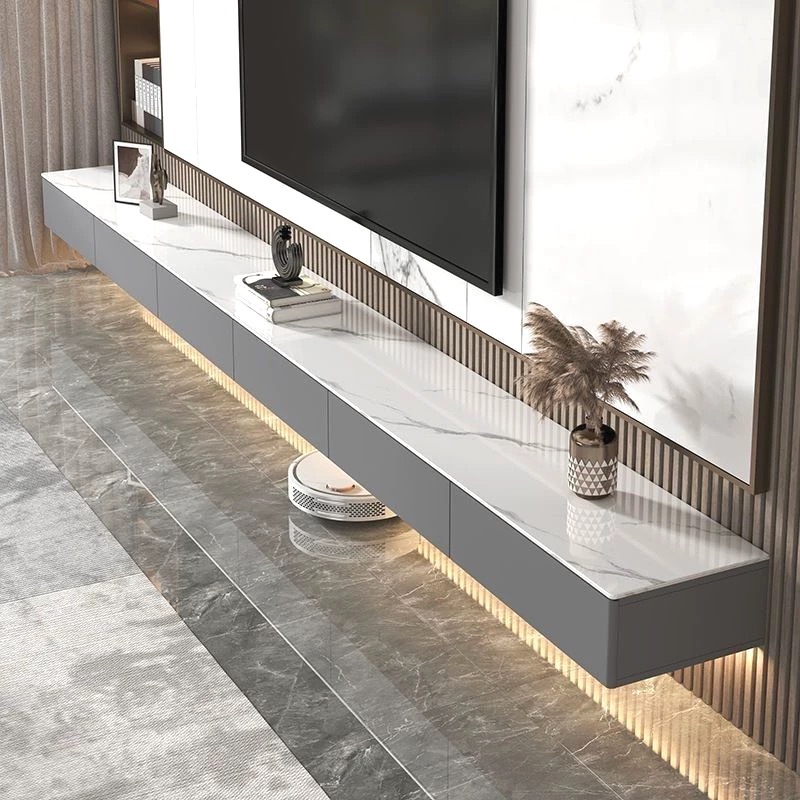 Living Room Rock Slab Floating Tv Cabinet Wall-Mounted Long Storage Cabinet Wall Bracket Decorative Shelf Without Tω