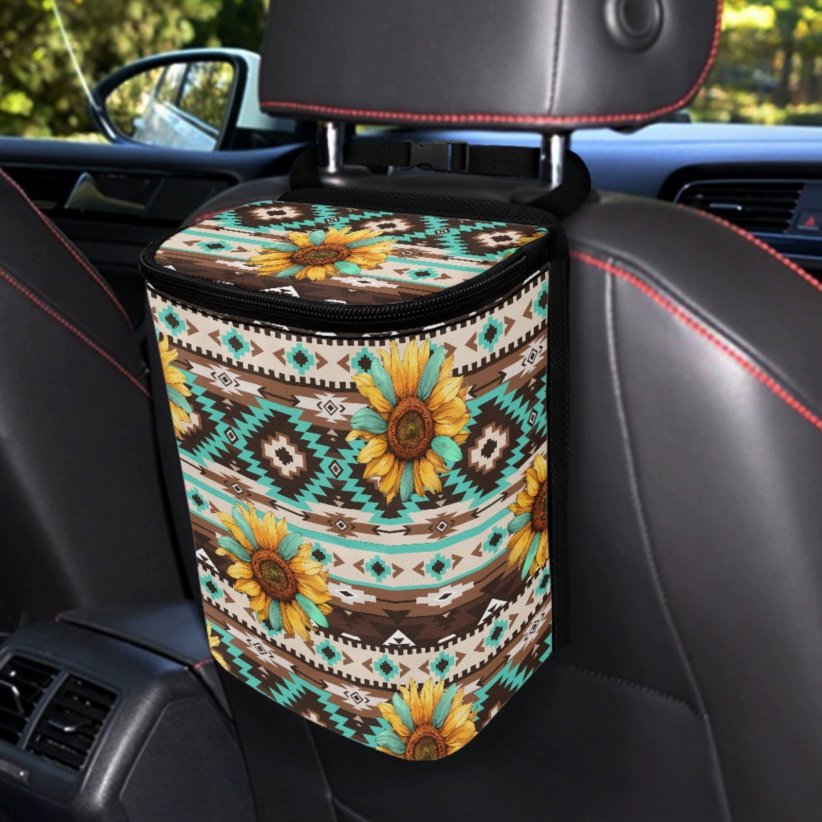 Один кусок пользовательской внешней торговли горячая распродажа Amazon подсолнечник узор автомобильного сиденья задний подвесной мусорный бак персонализированный