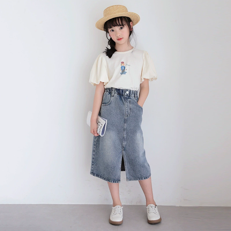 Summer children's soft denim denim skirt, nostalgia, for teenagers