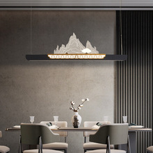 新中式山水吊灯现代简约餐厅茶室灯具长条禅意中国风书房吧台吊灯