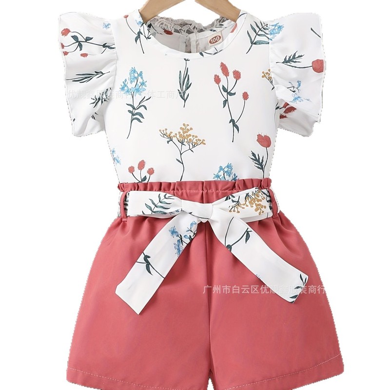 Child fashionable two-piece set 女孩夏季套装新款童装短袖套|undefined