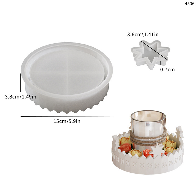 DIY カレンダーデジタルアドベント接着剤トレイ装飾品アロマセラピー石膏キャンドルリングラッキースターシリコンモールド|undefined