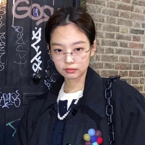 21 New Jennie Xiaohongshu same style frameless fashionable temperament pure desire simple anti-blue light flat mirror