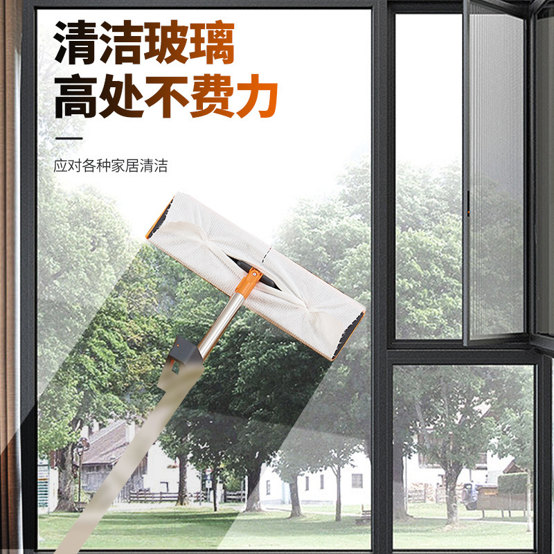 送料無料 新型フラットモップ 家庭用 手洗い不要 吸水性モップ 大型パネル 乾湿両用 怠け者用フラットモップ|undefined