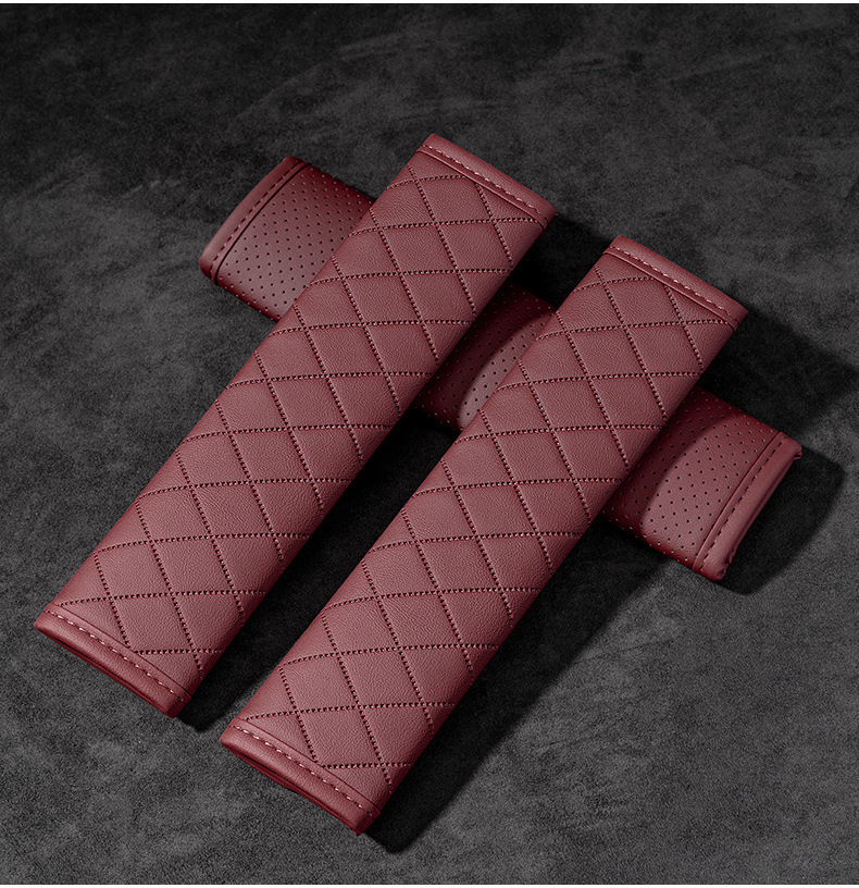 Car Seat Belt Shoulder Pads, Leather Seat Belt Protectors, Embossed Shoulder Pads, Anti-Strangle Car Seat Belt Covers, In-Car Use