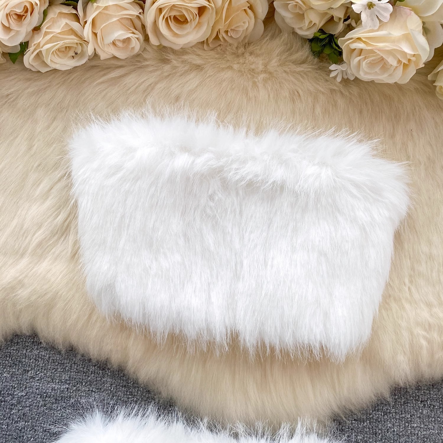 Damenbekleidung Hot Girl Style Anzug sexy Tube Top kurzer Hüftrock Pelz zweiteiliger Anzug für Frauen_voghion.com