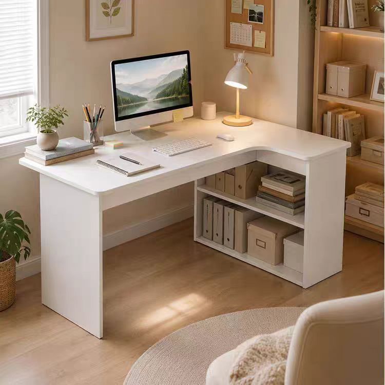 Office desk with bookshelf, L-shaped computer desk, dressing table with bookshelf, corner desk for home use, bedroom study desk