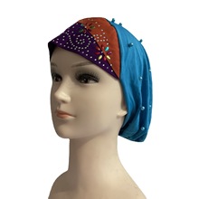 穆斯林帽頭兩色拼接釘珠小帽阿拉伯頭巾帽現貨廠家直銷
