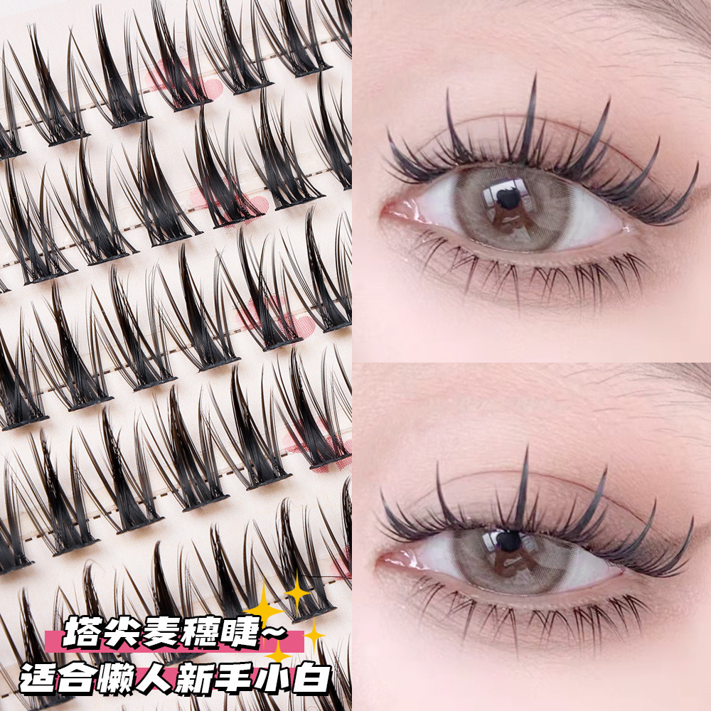 20 filas de orejas de trigo puro libro de pestañas silvestres trilogía mezclado pestañas postizas natural solo segmento de racimo de gran capacidad de ojo de Diablo