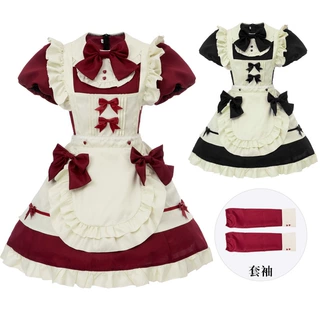法式甜美可爱洛丽塔Lolita软妹收腰连衣裙泡泡袖女仆装cos服