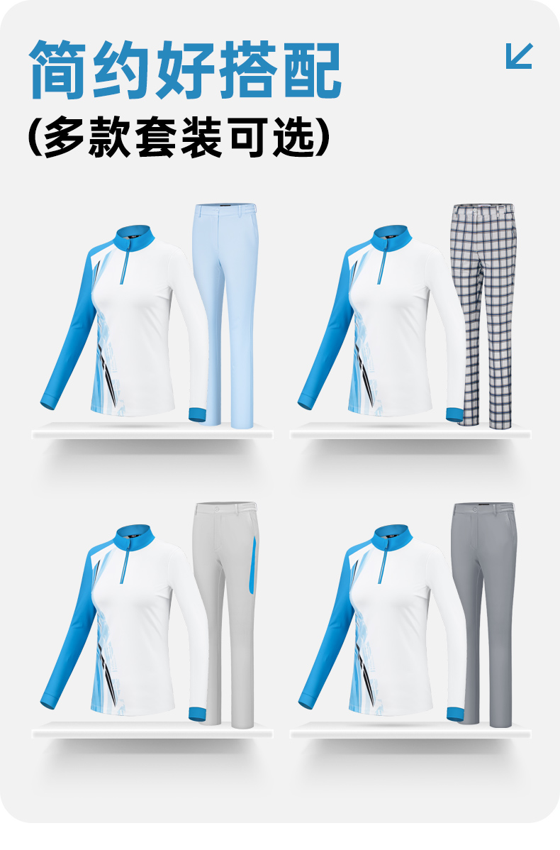 Áo polo dài tay đồng phục golf in logo miễn phí — Bộ đồ caddie nữ [Quần trên màu xanh nhạt] YF848 KUZ210/209, Bộ đồ caddie nữ [quần áo màu xanh nhạt] YF851 KUZ210/209, Bộ đồ cùng mẫu cho nam tùy chỉnh, Bộ đồ caddie nữ [quần áo màu xanh] YF850 KUZ210/209 chi tiết 50