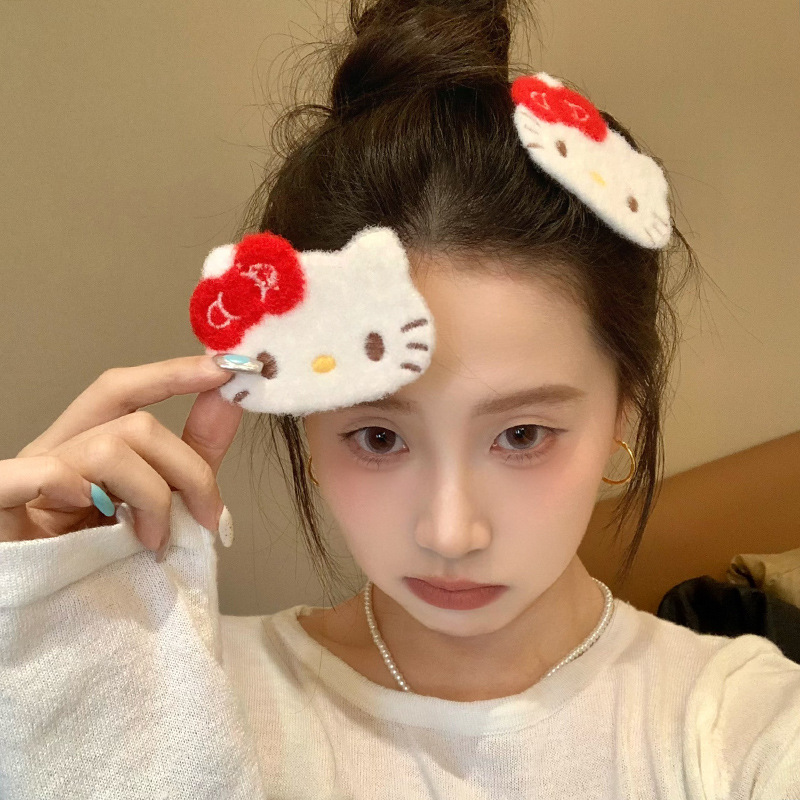 Super Cute Kt Cat Bangs Patch Cashmere Cat Claw Magic Patch Sweet Cartoon Hairpin Versatile Autumn and Winter Hair Patch