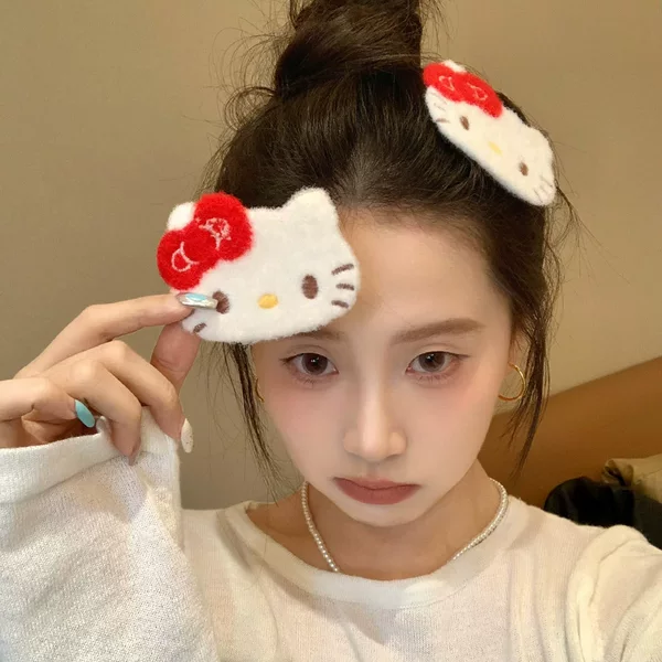 Super Cute Kt Cat Bangs Patch Cashmere Cat Claw Magic Patch Sweet Cartoon Hairpin Versatile Autumn and Winter Hair Patch