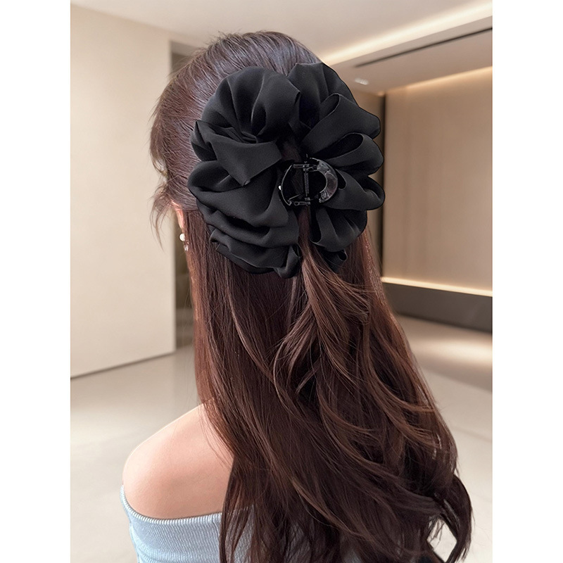 오리지널 특대형 14cm 천 스타일 - 블랙 새틴 클라우드 클립
