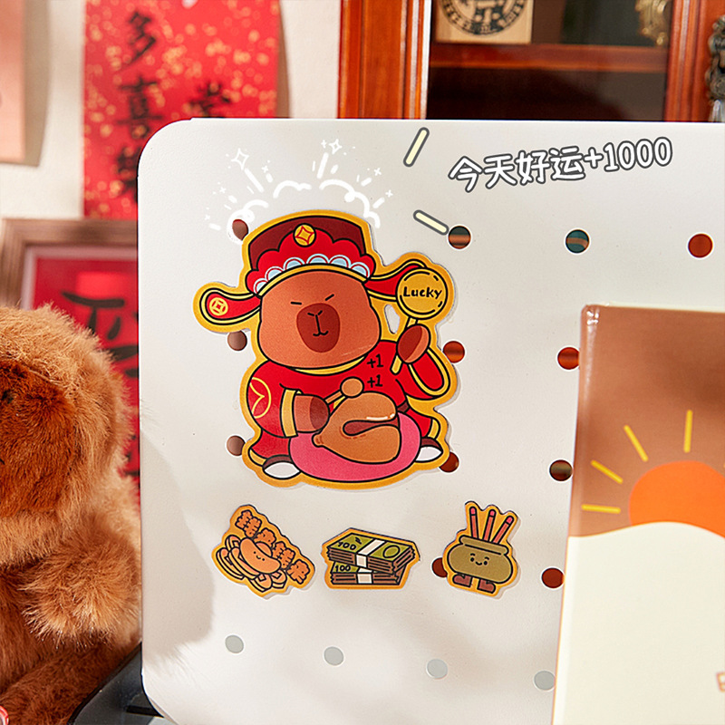 2024 Nuevo capabala refrigerador pegatinas de dibujos animados Capibara refrigerador pegatinas creativo Año Nuevo magnético pegatinas decorativas