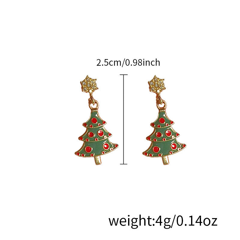 水滴クリスマスツリーのイヤリングの新商品2024の爆発的な雰囲気感クリスマスのピアスの周囲の顔のイヤリングの女性の高級感|undefined