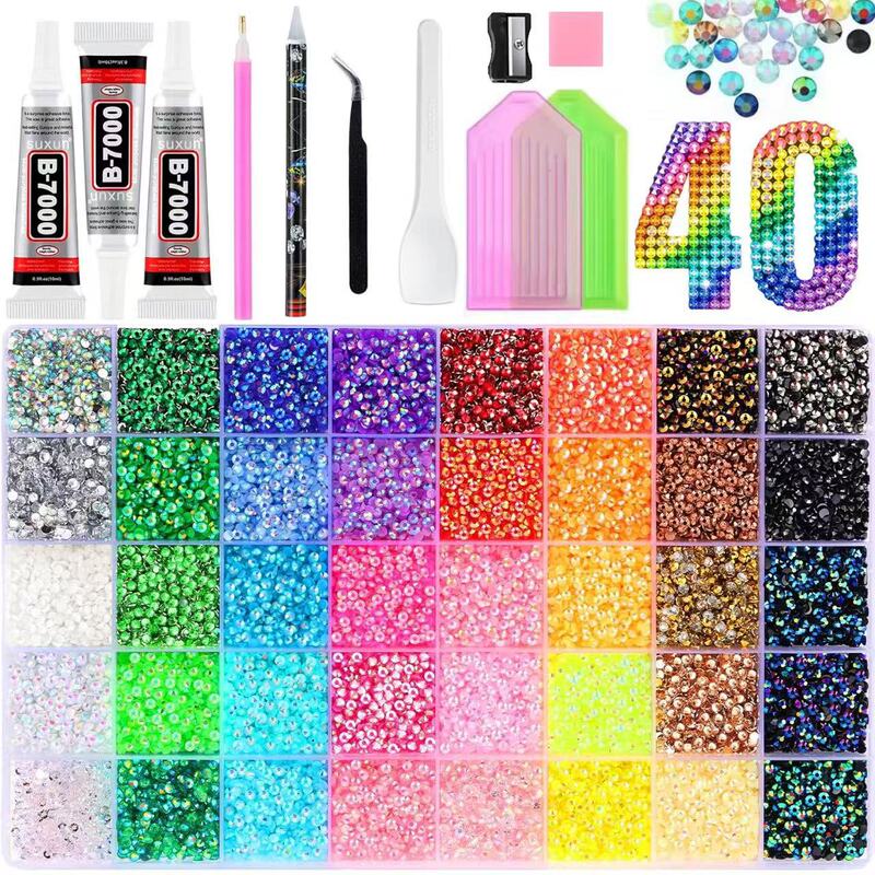 Cross-Border Wholesale of 40/42 Colors Resin Flat-Back Rhinestones 3mm Mixed Color Set Resin Rhinestones for Nail Art and Phone Decoration Cross-Border Wholesale of 40/42 Colors Resin Flat-Back Rhinestones 3mm Mixed Color Set Resin Rhinestones for Nail Art and Phone Decoration